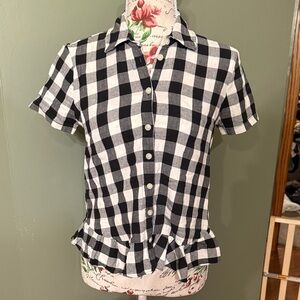 Madewell Black and White Checkered Button Down Shirt